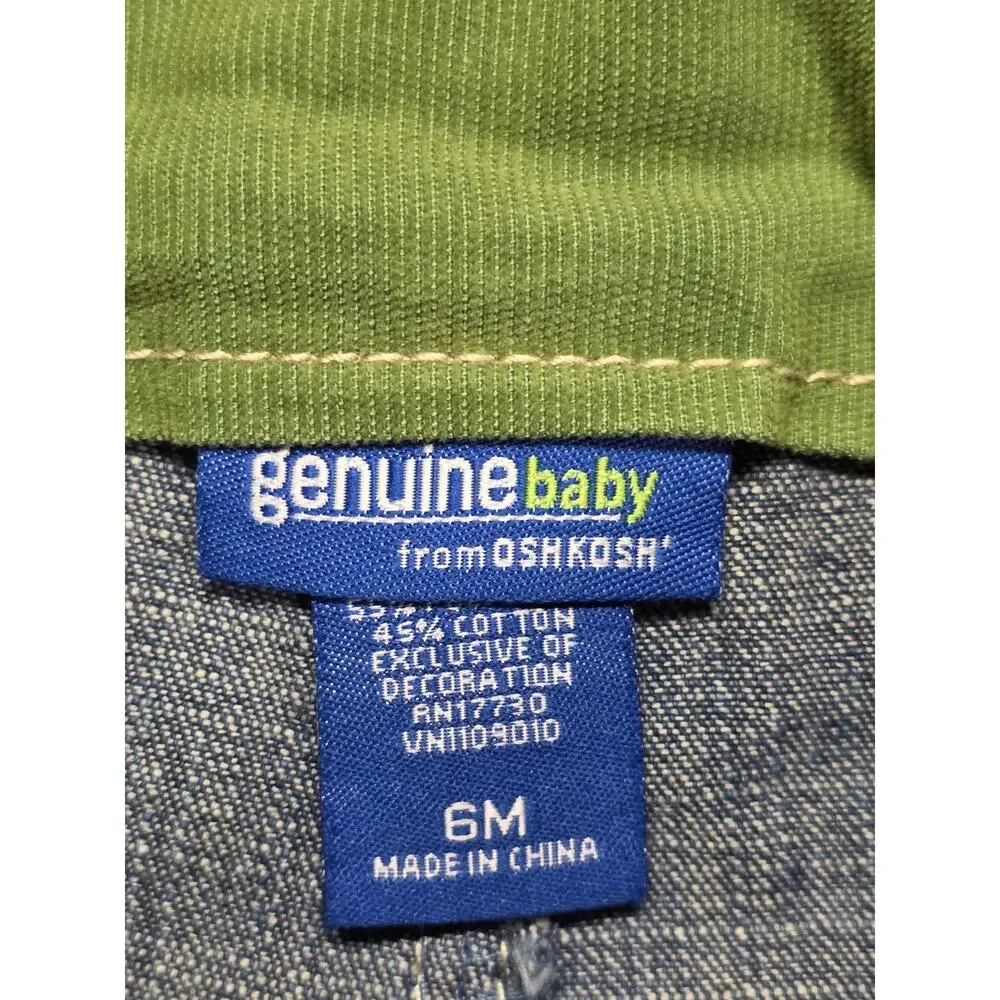 Oshkosh Jean Blue bib overalls short size 6 Months Girls Boys Adjustable Stretch